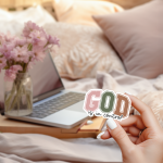 God Is In Control Stickers | Gratitude sticker pack, printed with a neat and refined appearance, perfect for journals, planners, laptops, notebooks, phone cases and creative projects, supporting personal reflection through simple visuals.