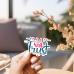 Pray Wait Trust Stickers | Faith sticker collection, finished with smooth detailed printing, great for journals, planners, laptops, phone cases, notebooks and craft pages, bringing subtle motivation to creative spaces.