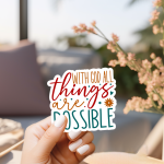 With God All Things Are Possible Stickers | Faith sticker collection, printed with a neat and refined appearance, great for journals, planners, laptops, phone cases, notebooks and craft pages, offering quiet inspiration throughout the day.