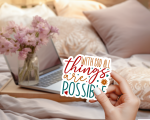 With God All Things Are Possible Stickers | Faith sticker collection, printed with a neat and refined appearance, great for journals, planners, laptops, phone cases, notebooks and craft pages, offering quiet inspiration throughout the day. - Image 3