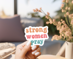 Strong Women Pray Stickers | Inspirational sticker pack, finished with smooth detailed printing, great for journals, planners, laptops, phone cases, notebooks and craft pages, adding gentle encouragement to daily routines. - Image 3