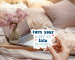 Turn Your Worries Into Prayers Stickers | Faith sticker set, finished with smooth detailed printing, suitable for notebooks, planners, journals, laptops, phone cases and scrapbooks, supporting personal reflection through simple visuals. - Image 3