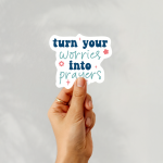 Turn Your Worries Into Prayers Stickers | Faith sticker set, finished with smooth detailed printing, suitable for notebooks, planners, journals, laptops, phone cases and scrapbooks, supporting personal reflection through simple visuals. - Image 4