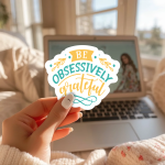 Be Obsessively Grateful Stickers | Inspirational quote sticker set, made with clear, crisp lettering, great for journals, planners, laptops, phone cases, notebooks and craft pages, offering quiet inspiration throughout the day. - Image 2
