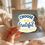 Choose To Be Grateful No Matter What Stickers | Motivational sticker pack, designed with a clean matte look, great for journals, planners, laptops, phone cases, notebooks and craft pages, offering quiet inspiration throughout the day. - Image 3