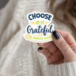 Choose To Be Grateful No Matter What Stickers | Motivational sticker pack, designed with a clean matte look, great for journals, planners, laptops, phone cases, notebooks and craft pages, offering quiet inspiration throughout the day.
