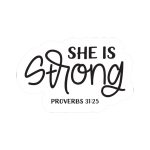 She Is Strong Stickers | Inspirational sticker set, designed with a clean matte look, suitable for notebooks, planners, journals, laptops, phone cases and scrapbooks, adding gentle encouragement to daily routines.