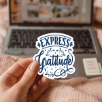 Express Gratitude Stickers | Inspirational sticker collection, designed with a clean matte look, ideal for planners, journals, notebooks, laptops, phone cases and scrapbooks, offering quiet inspiration throughout the day.