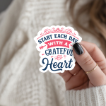 Start Each Day With A Grateful Heart Stickers | Motivational sticker pack, designed with a clean matte look, suitable for notebooks, planners, journals, laptops, phone cases and scrapbooks, making a thoughtful small gift for loved ones. - Image 2
