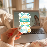 There Is Always Always Always Something To Be Grateful For Stickers | Gratitude sticker pack, designed with a clean matte look, suitable for notebooks, planners, journals, laptops, phone cases and scrapbooks, offering quiet inspiration throughout the day. - Image 3