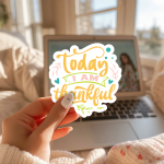 Today I Am Thankful Stickers | Faith sticker pack, designed with a clean matte look, suitable for notebooks, planners, journals, laptops, phone cases and scrapbooks, offering quiet inspiration throughout the day.