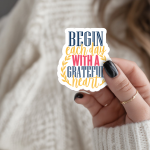 Begin Each Day With A Grateful Heart Stickers | Faith sticker set, made with clear, crisp lettering, great for journals, planners, laptops, phone cases, notebooks and craft pages, bringing subtle motivation to creative spaces. - Image 3