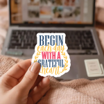 Begin Each Day With A Grateful Heart Stickers | Faith sticker set, made with clear, crisp lettering, great for journals, planners, laptops, phone cases, notebooks and craft pages, bringing subtle motivation to creative spaces. - Image 2