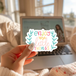 Enjoy The Little Things Stickers | Inspirational mini decal pack, printed with a neat and refined appearance, great for journals, planners, laptops, phone cases, notebooks and craft pages, supporting personal reflection through simple visuals. - Image 3