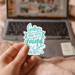 Gather Here With Grateful Hearts Stickers | Faith sticker set, finished with smooth detailed printing, suitable for notebooks, planners, journals, laptops, phone cases and scrapbooks, adding gentle encouragement to daily routines. - Image 2