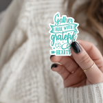 Gather Here With Grateful Hearts Stickers | Faith sticker set, finished with smooth detailed printing, suitable for notebooks, planners, journals, laptops, phone cases and scrapbooks, adding gentle encouragement to daily routines.