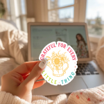 Grateful For Every Little Thing Stickers | Motivational mini decal pack, finished with smooth detailed printing, perfect for journals, planners, laptops, notebooks, phone cases and creative projects, making a thoughtful small gift for loved ones. - Image 3