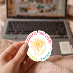 Grateful For Every Little Thing Stickers | Motivational mini decal pack, finished with smooth detailed printing, perfect for journals, planners, laptops, notebooks, phone cases and creative projects, making a thoughtful small gift for loved ones. - Image 2
