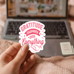 Gratitude Changes Everything Sticker | Aesthetic Decals, Reliable, Water Bottle, Notebook, Laptop, Phone, Car, Luggage, Cute Minimalist Present. - Image 2