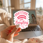 Gratitude Changes Everything Sticker | Aesthetic Decals, Reliable, Water Bottle, Notebook, Laptop, Phone, Car, Luggage, Cute Minimalist Present.