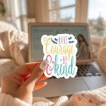 Have Courage & Be Kind Stickers | Gratitude sticker set, designed with a clean matte look, perfect for journals, planners, laptops, notebooks, phone cases and creative projects, offering quiet inspiration throughout the day. - Image 2