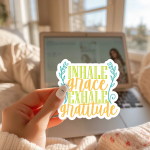 Inhale Grace Exhale Gratitude Stickers | Inspirational mini decal pack, printed with a neat and refined appearance, suitable for notebooks, planners, journals, laptops, phone cases and scrapbooks, offering quiet inspiration throughout the day. - Image 3