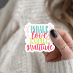 Inhale Love Exhale Gratitude Stickers | Inspirational sticker pack, crafted with attention to detail, perfect for journals, planners, laptops, notebooks, phone cases and creative projects, supporting personal reflection through simple visuals. - Image 3