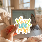 Live Love Smile Stickers | Inspirational sticker set, made with clear, crisp lettering, ideal for planners, journals, notebooks, laptops, phone cases and scrapbooks, supporting personal reflection through simple visuals. - Image 3