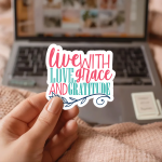 Live With Love Grace And Gratitude Stickers | Gratitude quote sticker set, printed with a neat and refined appearance, ideal for planners, journals, notebooks, laptops, phone cases and scrapbooks, making a thoughtful small gift for loved ones. - Image 3