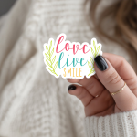 Love Live Smile Stickers | Gratitude sticker collection, printed with a neat and refined appearance, perfect for journals, planners, laptops, notebooks, phone cases and creative projects, supporting personal reflection through simple visuals. - Image 3