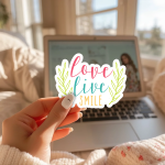 Love Live Smile Stickers | Gratitude sticker collection, printed with a neat and refined appearance, perfect for journals, planners, laptops, notebooks, phone cases and creative projects, supporting personal reflection through simple visuals. - Image 2