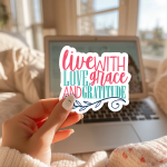 Live With Love Grace And Gratitude Stickers | Gratitude quote sticker set, printed with a neat and refined appearance, ideal for planners, journals, notebooks, laptops, phone cases and scrapbooks, making a thoughtful small gift for loved ones. - Image 2