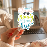 Become A Priority In Your Life Stickers | Kindness sticker collection, designed with a clean matte look, ideal for planners, journals, notebooks, laptops, phone cases and scrapbooks, offering quiet inspiration throughout the day. - Image 3