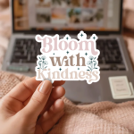 Bloom With Kindness Stickers | Motivational sticker set, designed with a clean matte look, suitable for notebooks, planners, journals, laptops, phone cases and scrapbooks, making a thoughtful small gift for loved ones. - Image 2