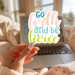 Go Forth And Be Fierce Stickers | Faith mini decal pack, finished with smooth detailed printing, ideal for planners, journals, notebooks, laptops, phone cases and scrapbooks, adding gentle encouragement to daily routines. - Image 3