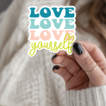Love Love Love Yourself Stickers | Motivational sticker set, made with clear, crisp lettering, suitable for notebooks, planners, journals, laptops, phone cases and scrapbooks, offering quiet inspiration throughout the day. - Image 3
