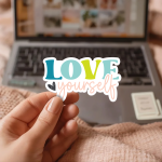 Love Yourself Stickers | Kindness quote sticker set, printed with a neat and refined appearance, suitable for notebooks, planners, journals, laptops, phone cases and scrapbooks, supporting personal reflection through simple visuals. - Image 2