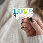 Love Yourself Stickers | Kindness quote sticker set, printed with a neat and refined appearance, suitable for notebooks, planners, journals, laptops, phone cases and scrapbooks, supporting personal reflection through simple visuals. - Image 3