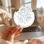 May All Your Weeds Be Wildflowers Stickers | Gratitude mini decal pack, finished with smooth detailed printing, great for journals, planners, laptops, phone cases, notebooks and craft pages, offering quiet inspiration throughout the day.