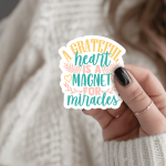 A Grateful Heart Is A Magnet For Miracles Stickers | Gratitude sticker collection, designed with a clean matte look, perfect for journals, planners, laptops, notebooks, phone cases and creative projects, offering quiet inspiration throughout the day. - Image 3