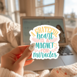 A Grateful Heart Is A Magnet For Miracles Stickers | Gratitude sticker collection, designed with a clean matte look, perfect for journals, planners, laptops, notebooks, phone cases and creative projects, offering quiet inspiration throughout the day. - Image 2