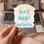 A Grateful Heart Is A Magnet For Miracles Stickers | Gratitude sticker collection, designed with a clean matte look, perfect for journals, planners, laptops, notebooks, phone cases and creative projects, offering quiet inspiration throughout the day.