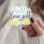 Self Love Self Respect Self Worth Stickers | Kindness mini decal pack, printed with a neat and refined appearance, ideal for planners, journals, notebooks, laptops, phone cases and scrapbooks, adding gentle encouragement to daily routines.