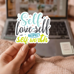 Self Love Self Respect Self Worth Stickers | Kindness mini decal pack, printed with a neat and refined appearance, ideal for planners, journals, notebooks, laptops, phone cases and scrapbooks, adding gentle encouragement to daily routines. - Image 3