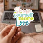 Show Yourself More Love Stickers | Gratitude sticker collection, crafted with attention to detail, suitable for notebooks, planners, journals, laptops, phone cases and scrapbooks, supporting personal reflection through simple visuals. - Image 2