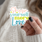 Show Yourself More Love Stickers | Gratitude sticker collection, crafted with attention to detail, suitable for notebooks, planners, journals, laptops, phone cases and scrapbooks, supporting personal reflection through simple visuals. - Image 3