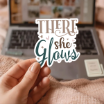 There She Glows Stickers | Gratitude quote sticker set, crafted with attention to detail, suitable for notebooks, planners, journals, laptops, phone cases and scrapbooks, bringing subtle motivation to creative spaces. - Image 2