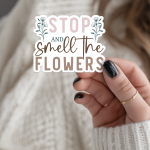 Stop And Smell The Flowers Stickers | Gratitude sticker pack, designed with a clean matte look, perfect for journals, planners, laptops, notebooks, phone cases and creative projects, bringing subtle motivation to creative spaces. - Image 2