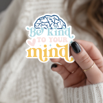 Be Kind To Your Mind Stickers | Faith sticker pack, finished with smooth detailed printing, ideal for planners, journals, notebooks, laptops, phone cases and scrapbooks, adding gentle encouragement to daily routines. - Image 3