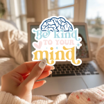 Be Kind To Your Mind Stickers | Faith sticker pack, finished with smooth detailed printing, ideal for planners, journals, notebooks, laptops, phone cases and scrapbooks, adding gentle encouragement to daily routines.